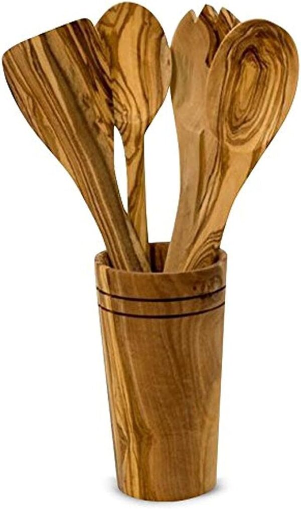 Olive Wood 5-Piece Wooden Cooking Utensil Set