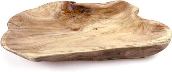 EWEIGEER Wood Fruit Snack Dish Hand-Carved Candy Dish Natural Handmade Wooden Serving Tray Wood Root Carved Dish Fruit Bowl 12.5"