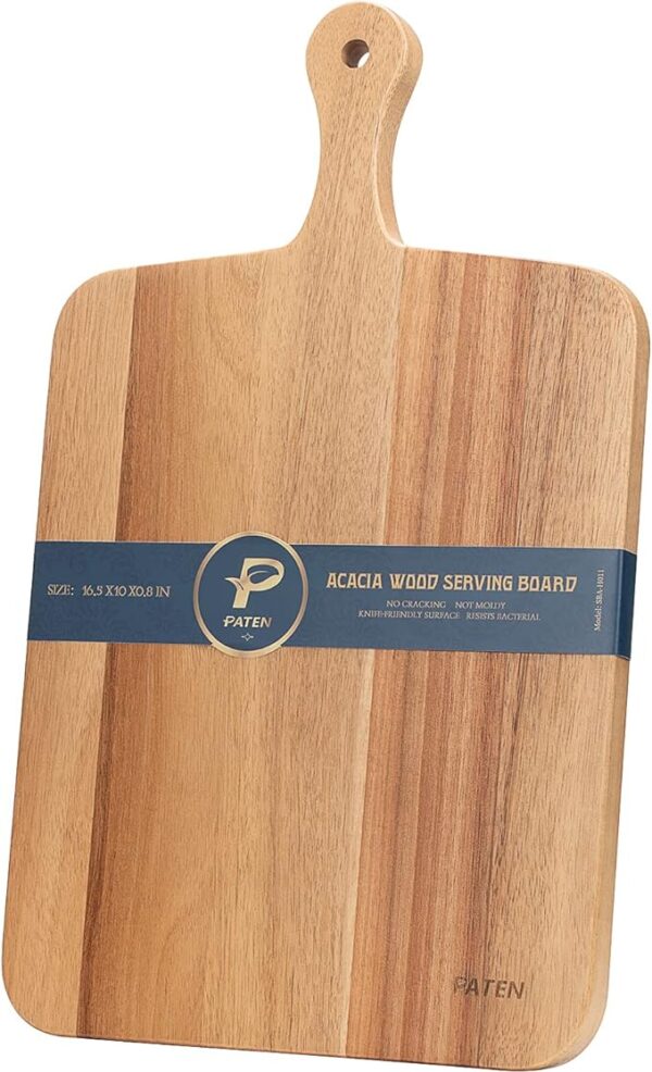 Paten Cutting Board Wood, Acacia Serving Board,Wooden Kitchen Chopping Board for Meat, Cheese, Bread 16.5x10 inch