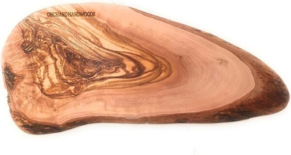 12" Rustic Handmade End Grain Bark Edge Olive Wood Cutting Board Charcuterie Tray- Orchard Hardwoods
