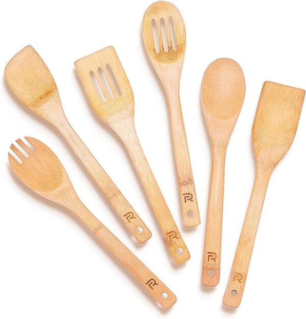 Riveira Bamboo Wooden Spoons for Cooking 6-Piece
