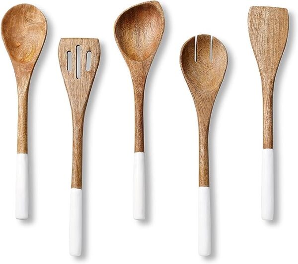 Wooden Cooking Utensils Set for Kitchen, Non Stick Cookware Tools, Wooden Spoon for Cooking