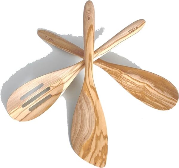 Olive Wood Spoon-12 inches, Cooking Wooden Spoon, Food Safe Material Wooden Cooking Spoon, One Year Warranty.