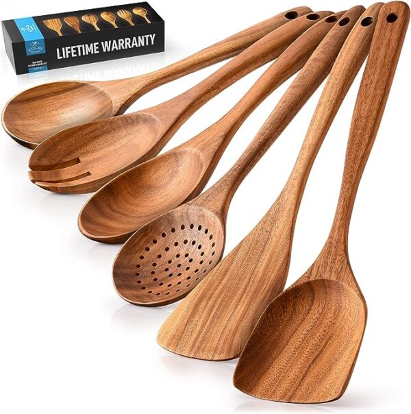 Zulay Kitchen 6-Piece Wooden Spoons for Cooking