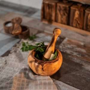 Olive Wooden Mortar and Pestle