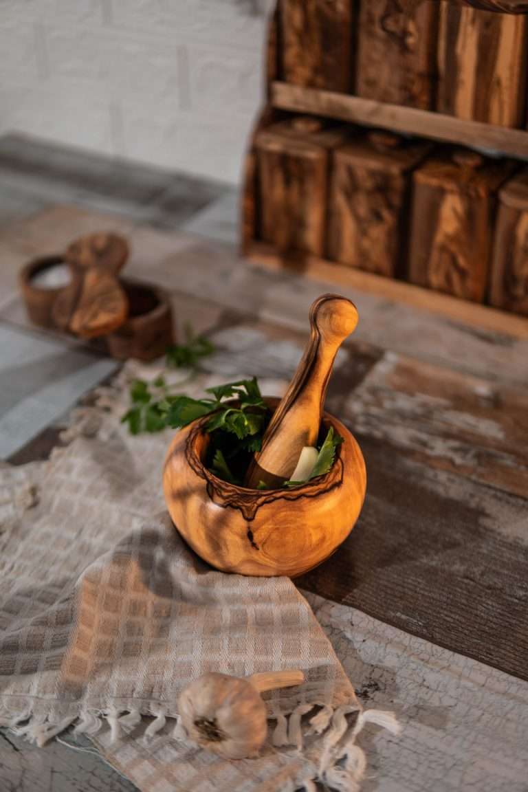 Olive Wooden Mortar and Pestle