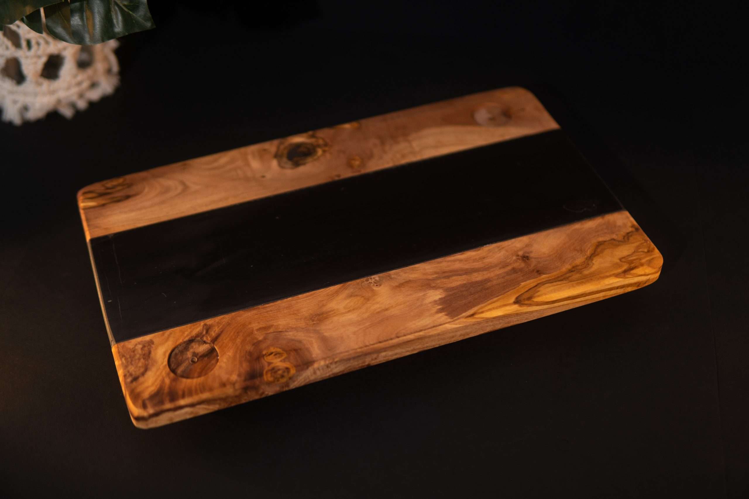 Double serving marble and wooden sushi board