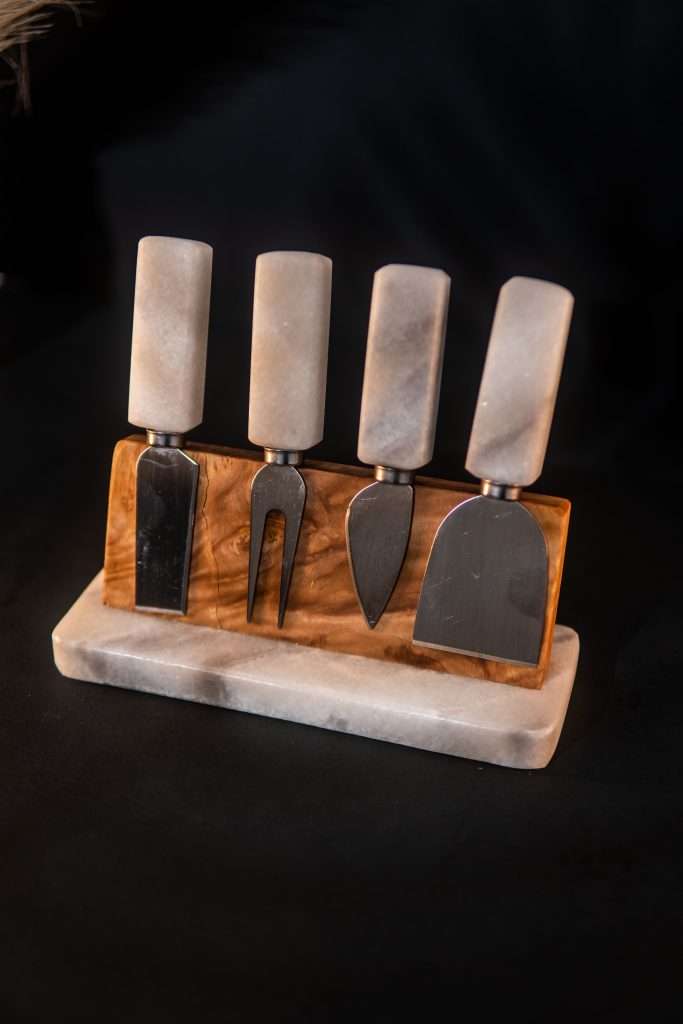 Marble wooden knife set with magnet